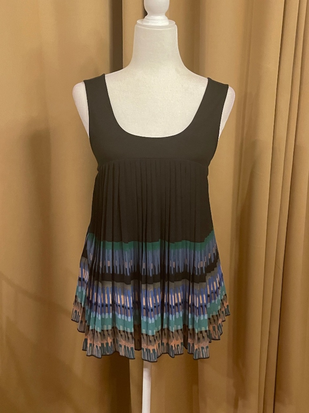 Anthropologie Deletta Sleeveless Pleated Tank Top Size XS